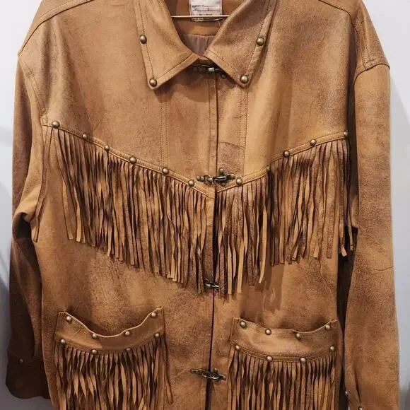 We The Free Knox Vegan leather brown fringe jacket size small - Picture 6 of 9